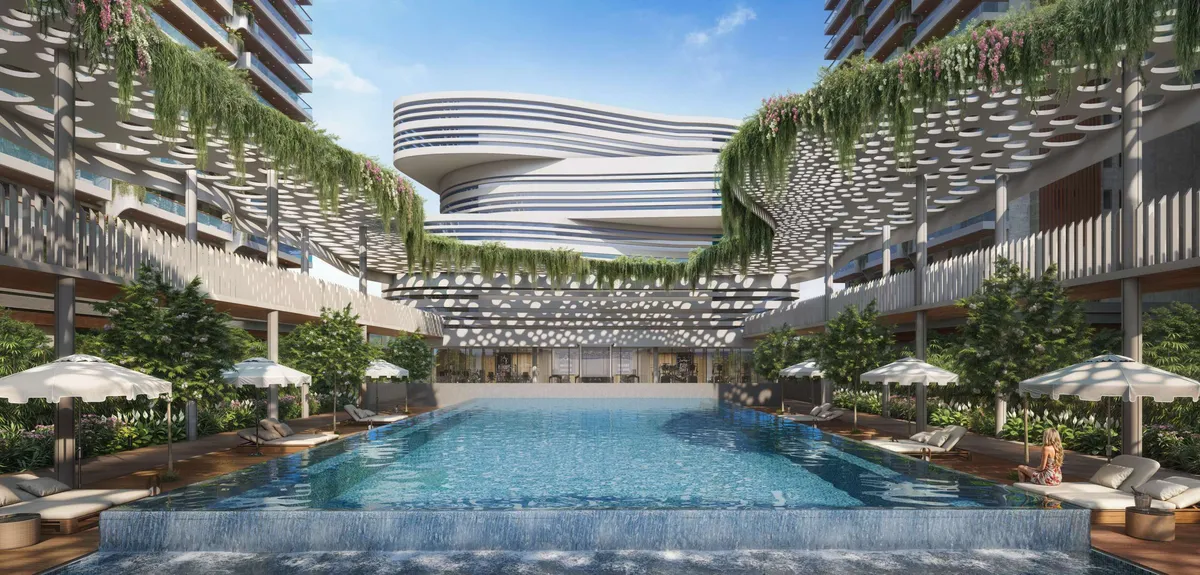 Pool and courtyard area at Namishree Vrindavan