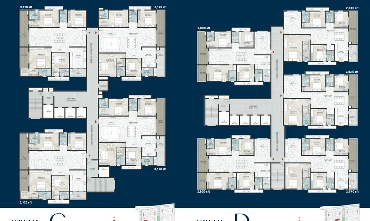 Typical floor layout board showing apartment positions at Namishree Vrindavan